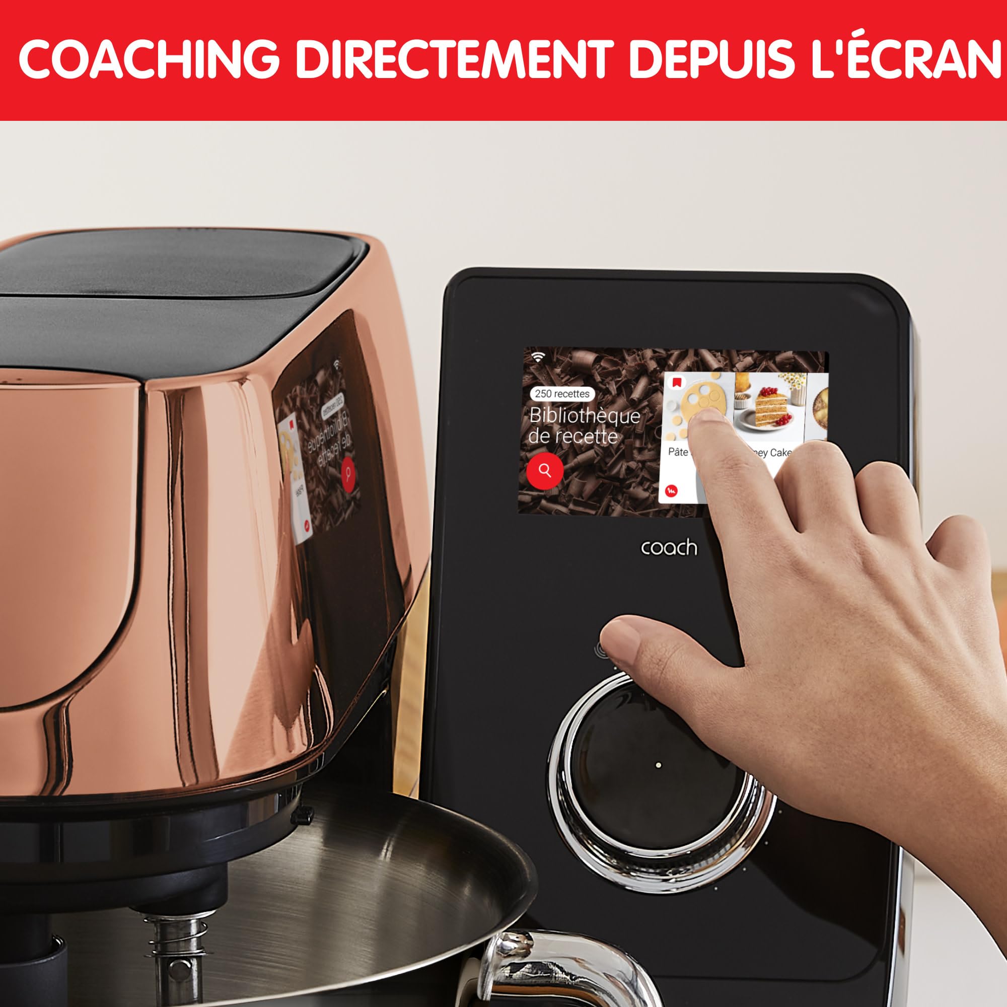 Moulinex - Robot pâtissier i-Coach Touch - Bol 5.5 L - Inox Terracotta