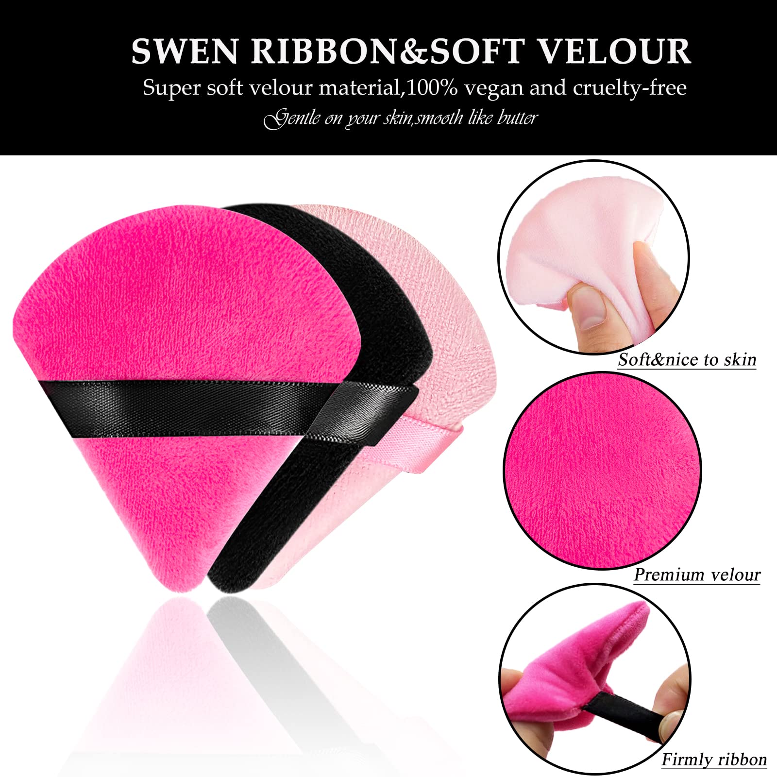 HoPliGhe Powder Puffs, 15 PCS Triangle Powder Puff Velvety Soft Reusable for Powders and Liquids, Under Eye and Corner Makeup Tools