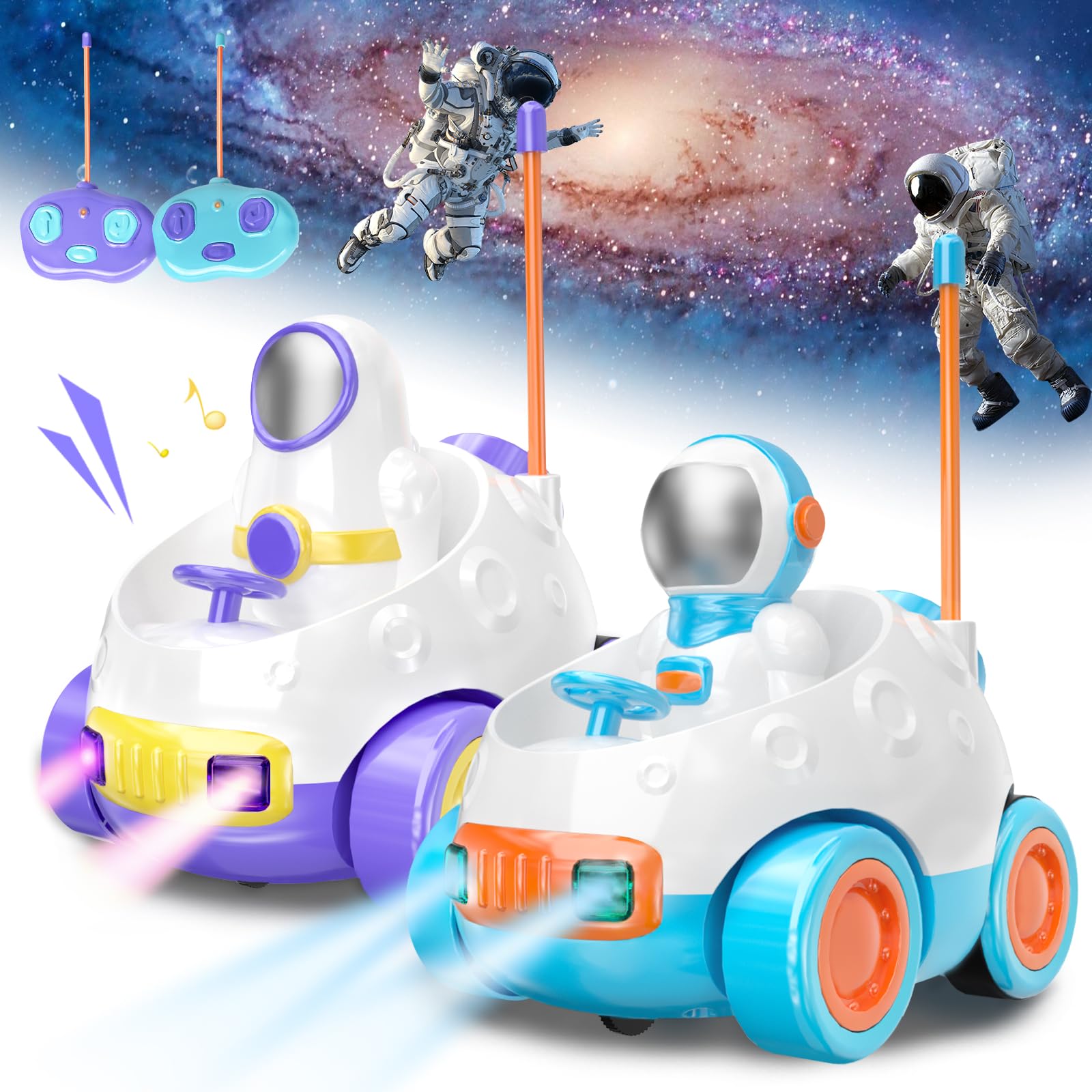 Photo 1 of TRIPLEFINE Remote Control Car 2 Pack for Kids, Toy Car with LED Lights & Music,Birthday Gift for 2+ Year Old Girls & Boys,Toys for Age 2 3 4 5 2pack Blue/Purple