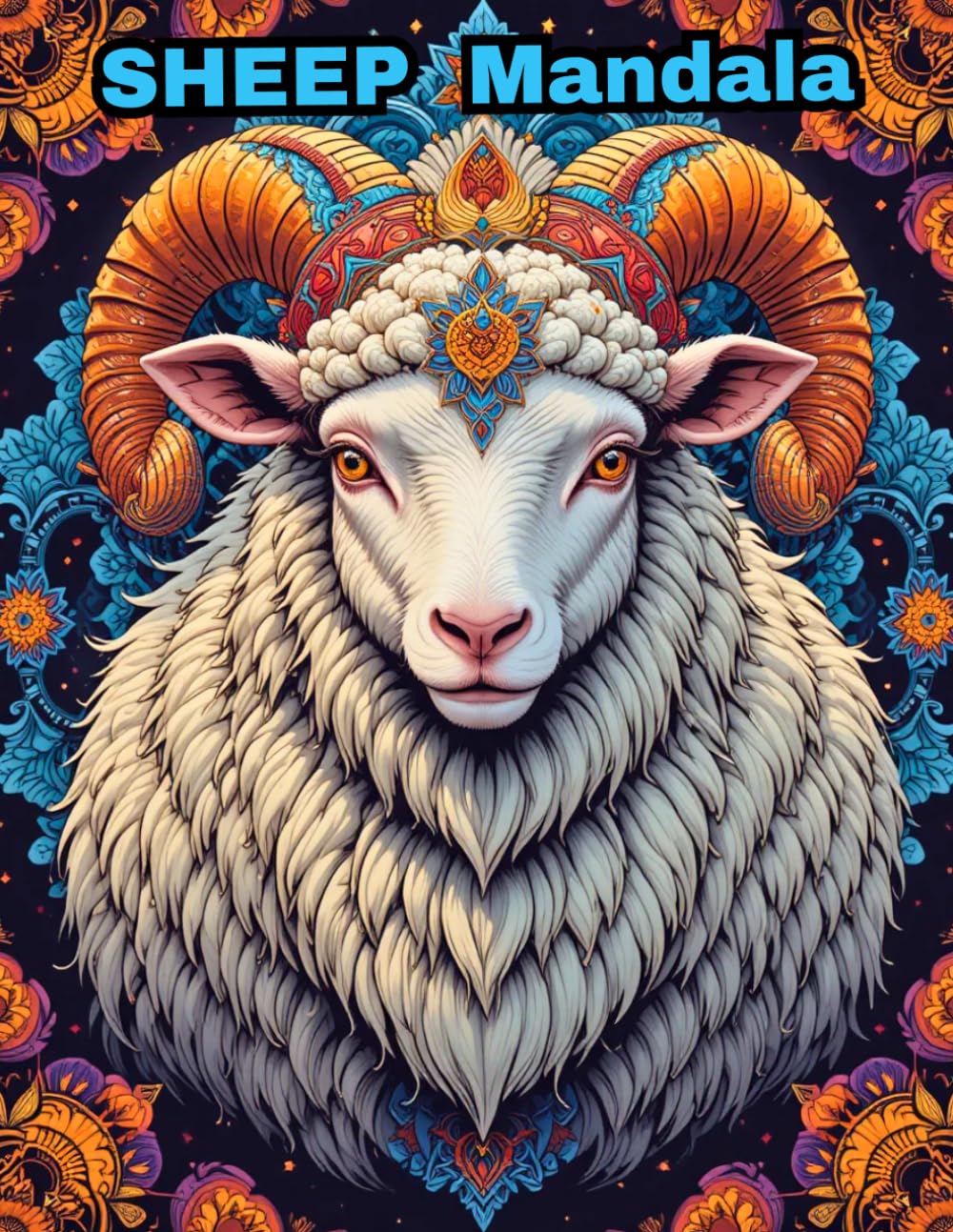 Sheep Mandala Coloring Book: 50 Unique Animal Designs for Stress Relief and Mindful Relaxation