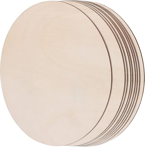 Miniatura 3 de SHEUTSAN 30 círculos redondos de madera de 9 pulgadas, discos de madera sin terminar de 0.1 pulgadas de grosor, recortes de madera en blanco para