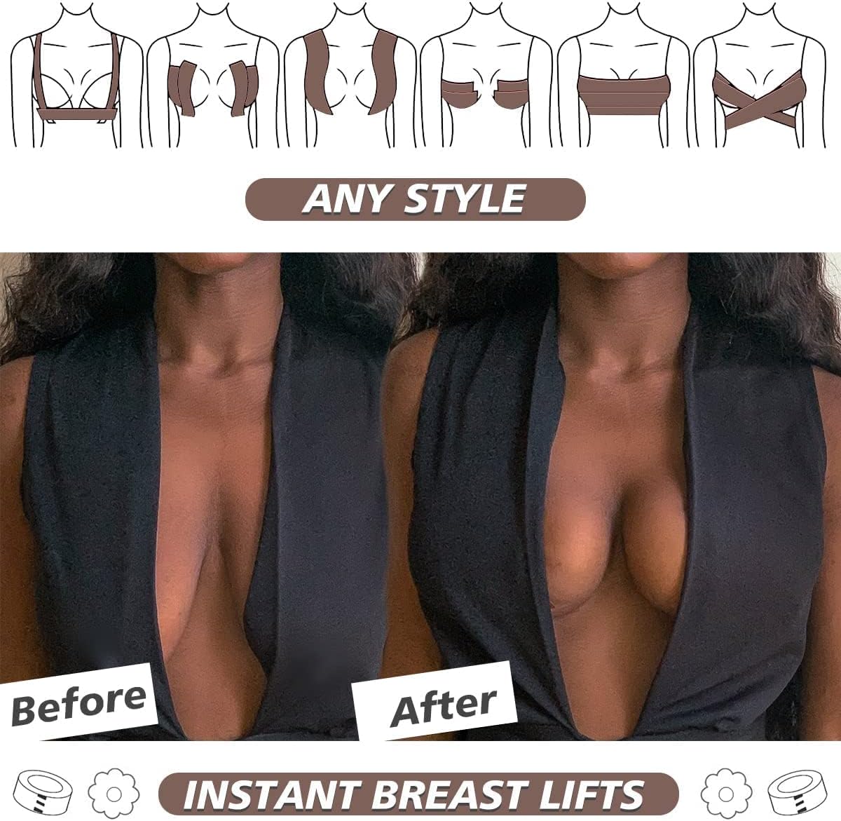 Tripsky XL Breast Lift Tape, BoobTape for Large Breasts,Body Tape for Fashion,Athletic Tape Boobtape &NippleCover for A-G Cup - Image 4