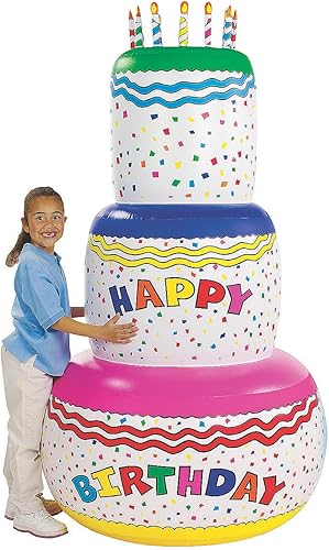 Fun Express Decoración inflable para tartas de cumpleaños con texto en inglés Happy Birthday