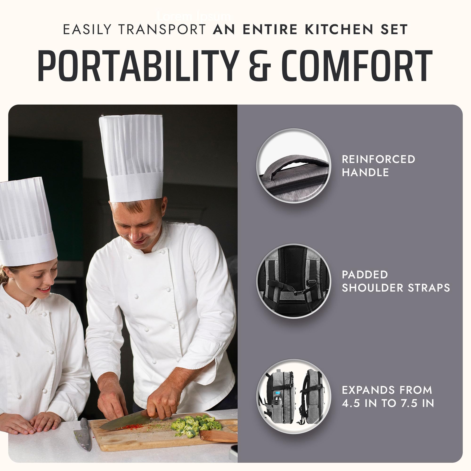 Asaya Chef Knife Backpack with 20 Pocket Knife Roll Bag - Over 30 Pockets for Knives - Knives Not Included (Grey)