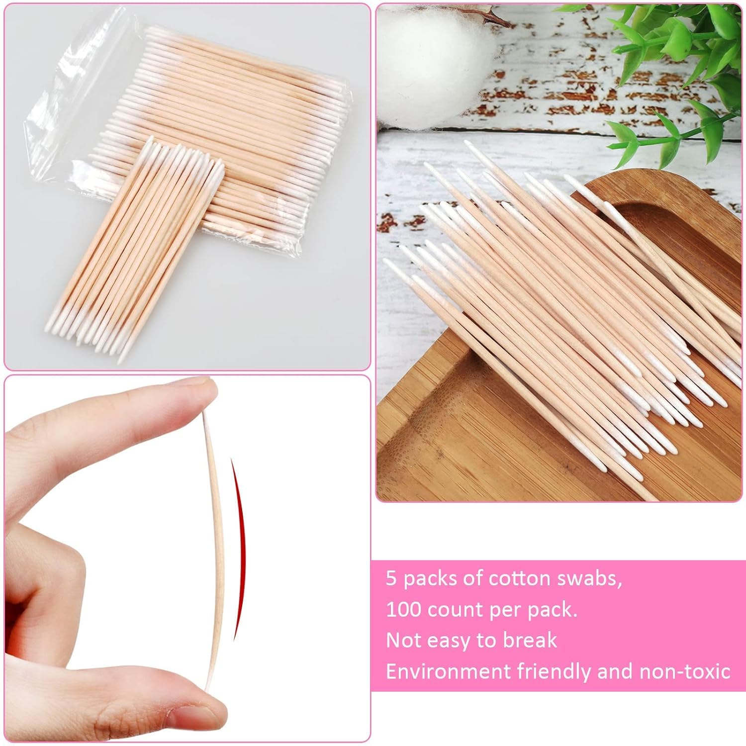 kissxiaoya 1200 hisopos de algodón Microblading, hisopos de punta doble, punta de precisión multiusos, palos de madera para maquillaje, suministros permanentes para tatuajes