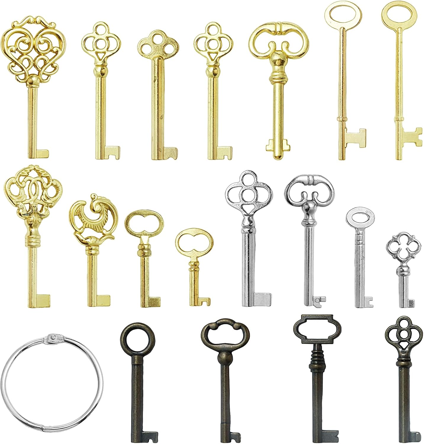 Universal Skeleton Key Set - 19PCS Hollow Barre Skeleton Keys Replacement for for Vintage Furniture, Old Style Cabinets or Doors, Select Antique Furniture Limited Compatibility