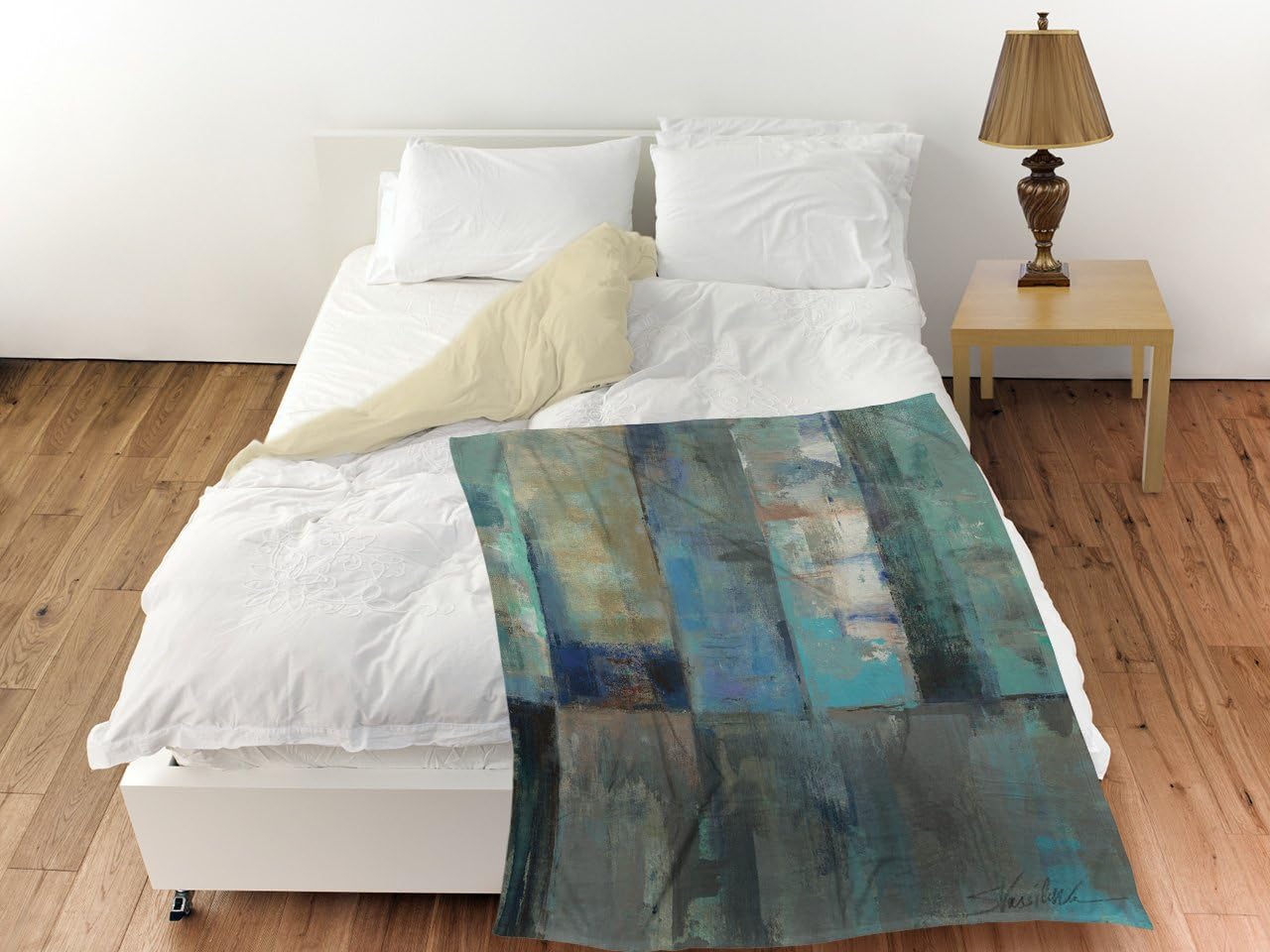 Manual Woodworkers & Weavers Coral Fleece Throw, 60 by 80-Inch, Moonlight Aspen