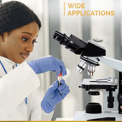 Miniatura 7 de AmScope Microscopio binocular compuesto B490B-DK, Oculares WF10x y WF20x, aumento 40X-2000X, BrightfieldDarkfield (BFDF), Iluminación halógena,