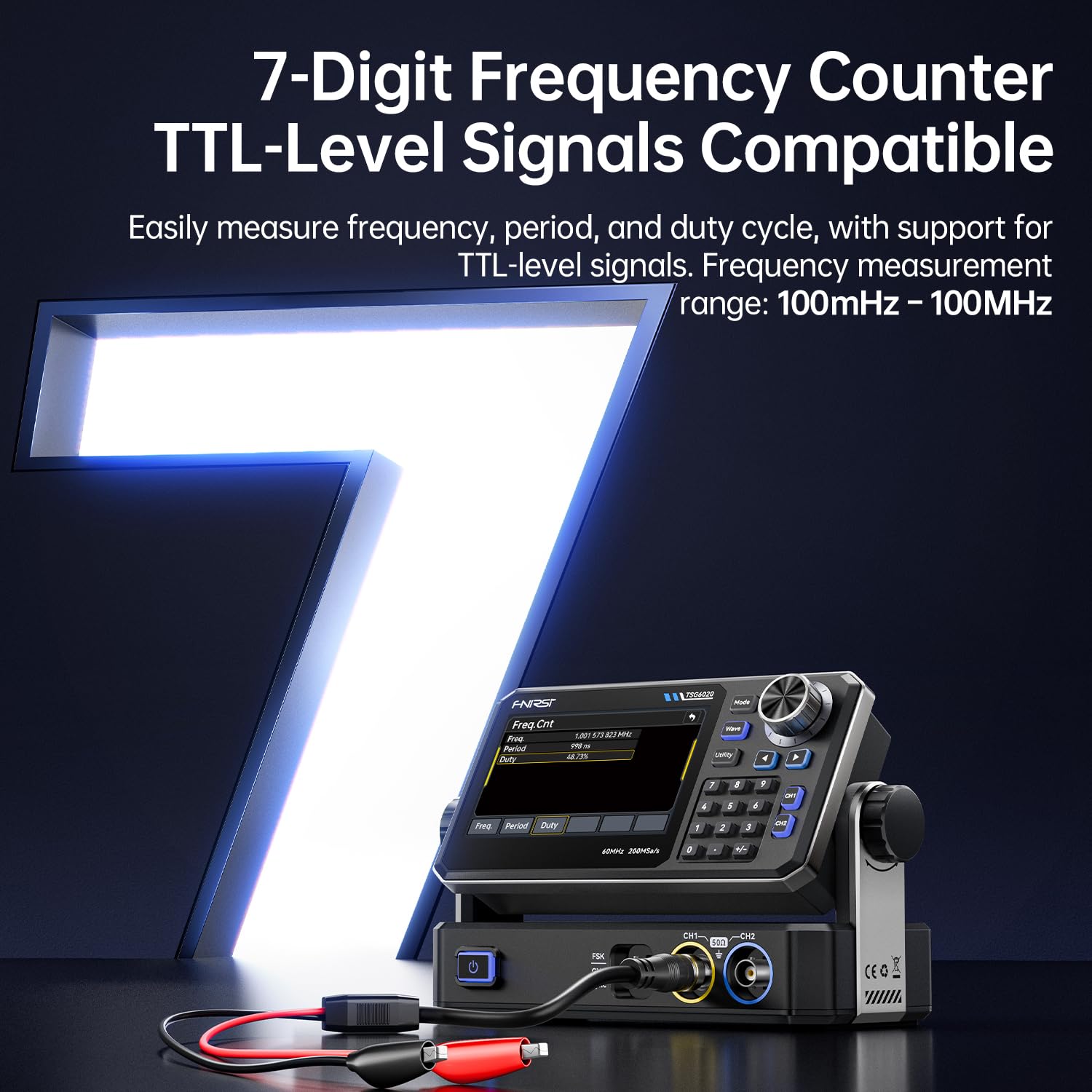 Generatore di Segnale,Generatore di Segnale Portatile AD Alta Precisione Sorgente di Segnale di Campionamento 60 MHz Frequenza di Campionamento 200 MSa/s 14 bit Display Touch 4,3 Pollici