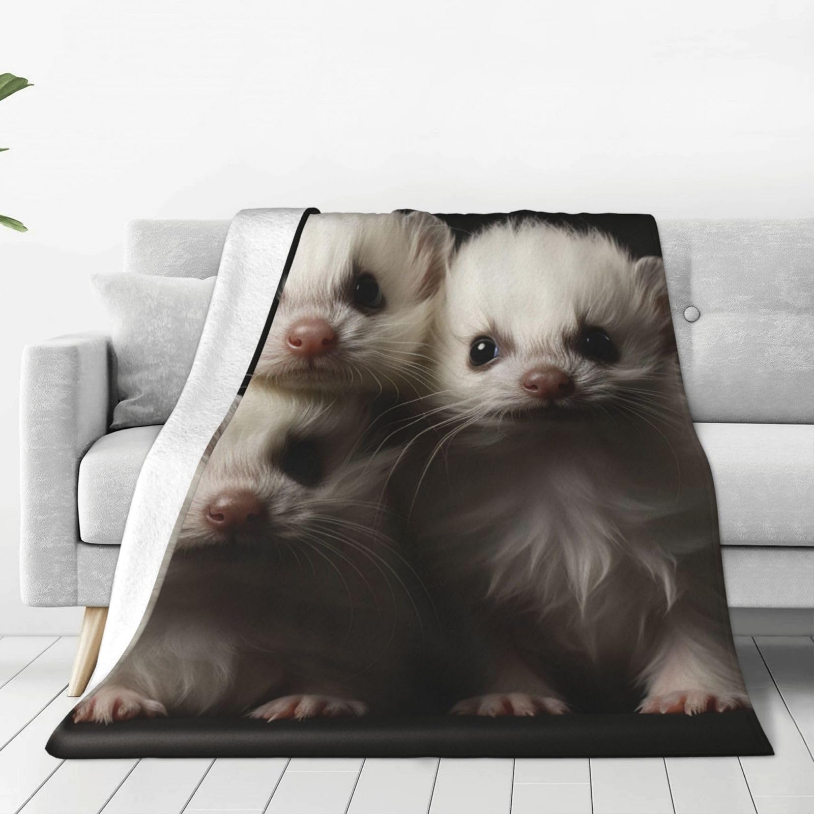 MXZERFKGLA Throw Blanket for Couch Thick Soft Fleece Blankets Warm Cozy Air Conditioning Quilt All Seasons Ferrets Blanket Lightweight Flannel Fuzzy Blankets for Bed Couch Living Room Sofa 50"x40"