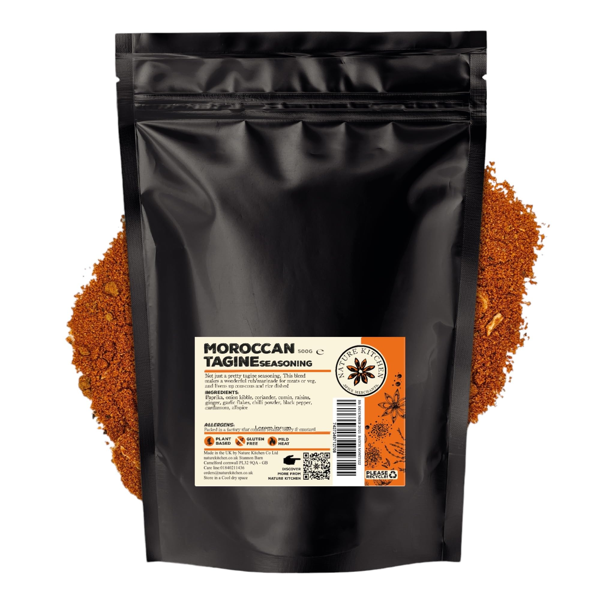 Nature Kitchen Shawarma Seasoning 500g Mild, Premium Middle Eastern Spice Blend, Gluten Free, Vegan Seasoning for Kebabs, Chicken, Wraps, Marinades and Everyday Cooking — view 80