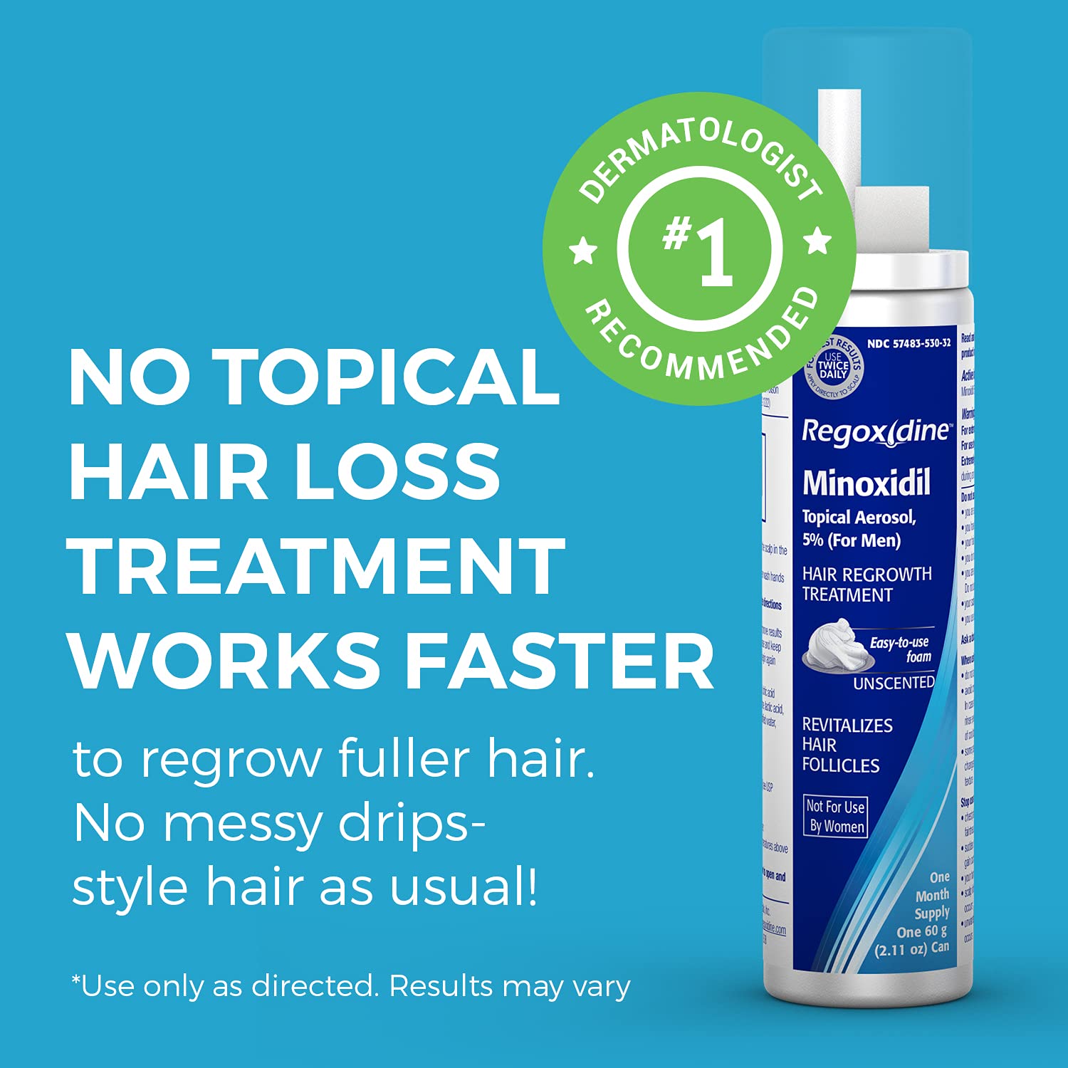 Regoxidine Men's 5% Minoxidil Foam (6 Month Supply) Helps Restore Vertex Hair Loss and Supports Hair Regrowth for Thinning Hair with Unscented Topical Aerosol Treatment : Beauty & Personal Care