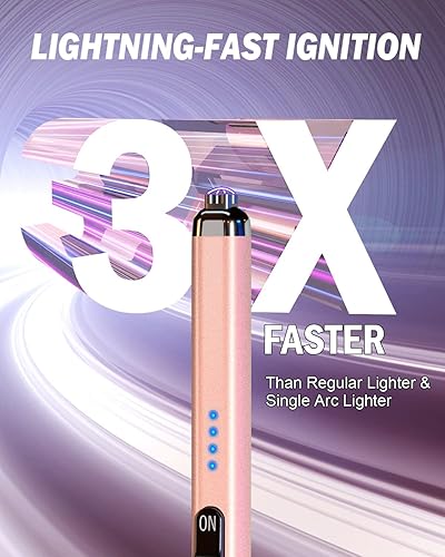 Miniatura 3 de Actualizado Encendedor eléctrico de doble arco recargable USB encendedor de arco de plasma para velas (oro rosa)