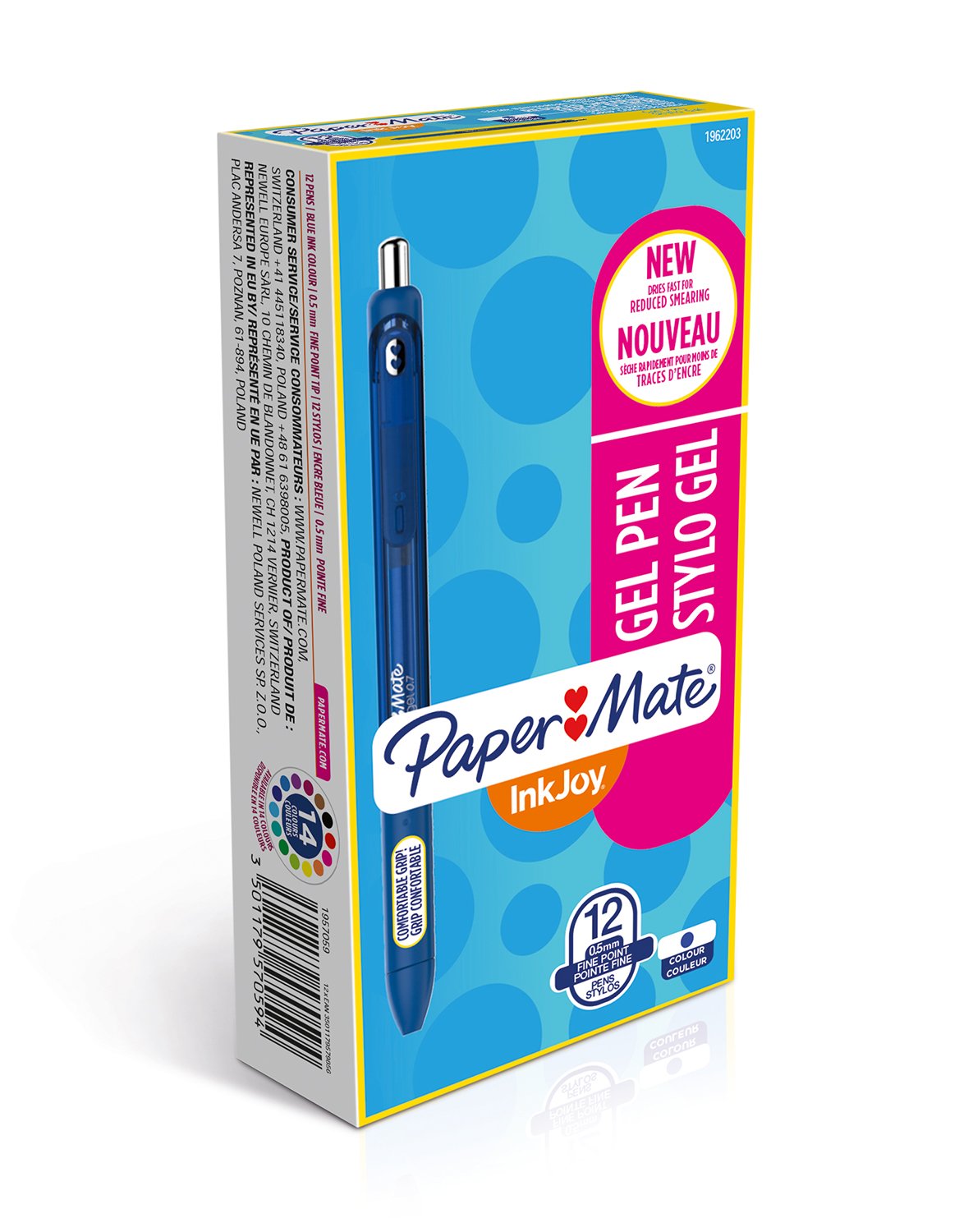 Paper Mate InkJoy Gel Pen, Fine Point - Dark Blue, Box of 12