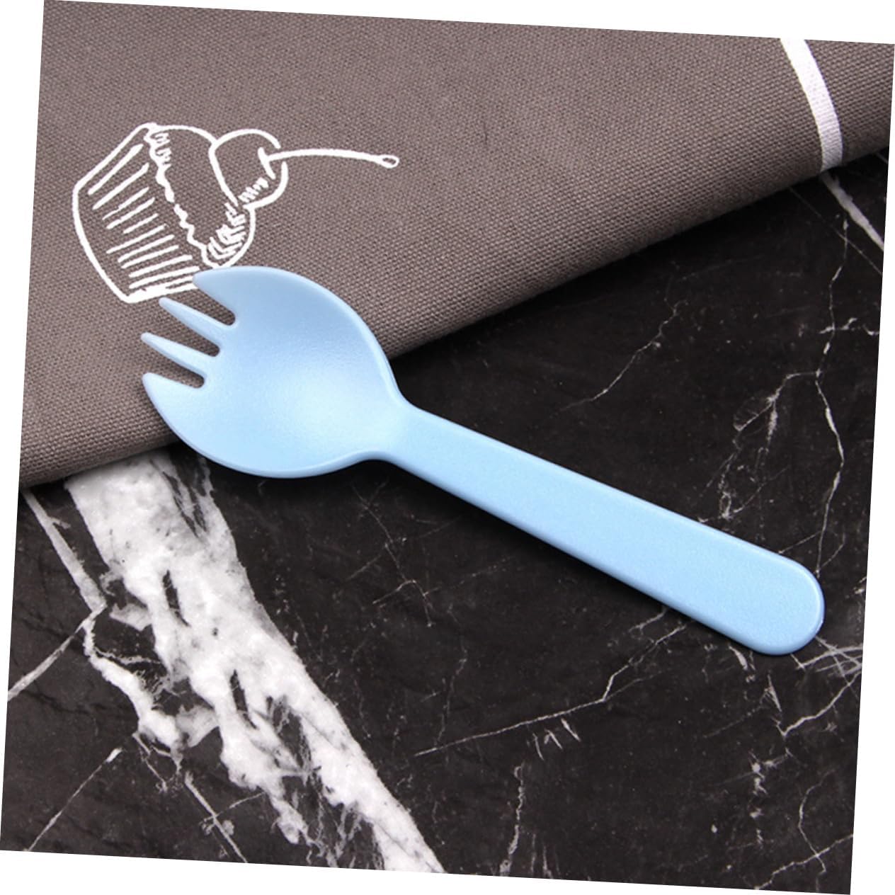 100pcs Sporks Disposable Plastic Forks Spoons for Fruit Cake Ice Cream Salad Non-stick Durable Blue and Everyday Use