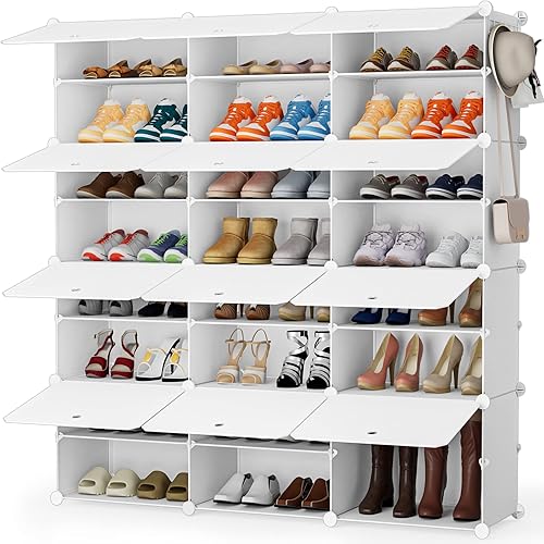 HOMIDEC Shoe Storage Cabinet, 48 Pairs Shoe Rack 3 by 8 Tier Space Saving Shoe Organizer for Closet Hallway Living Room Bedroom Garage
