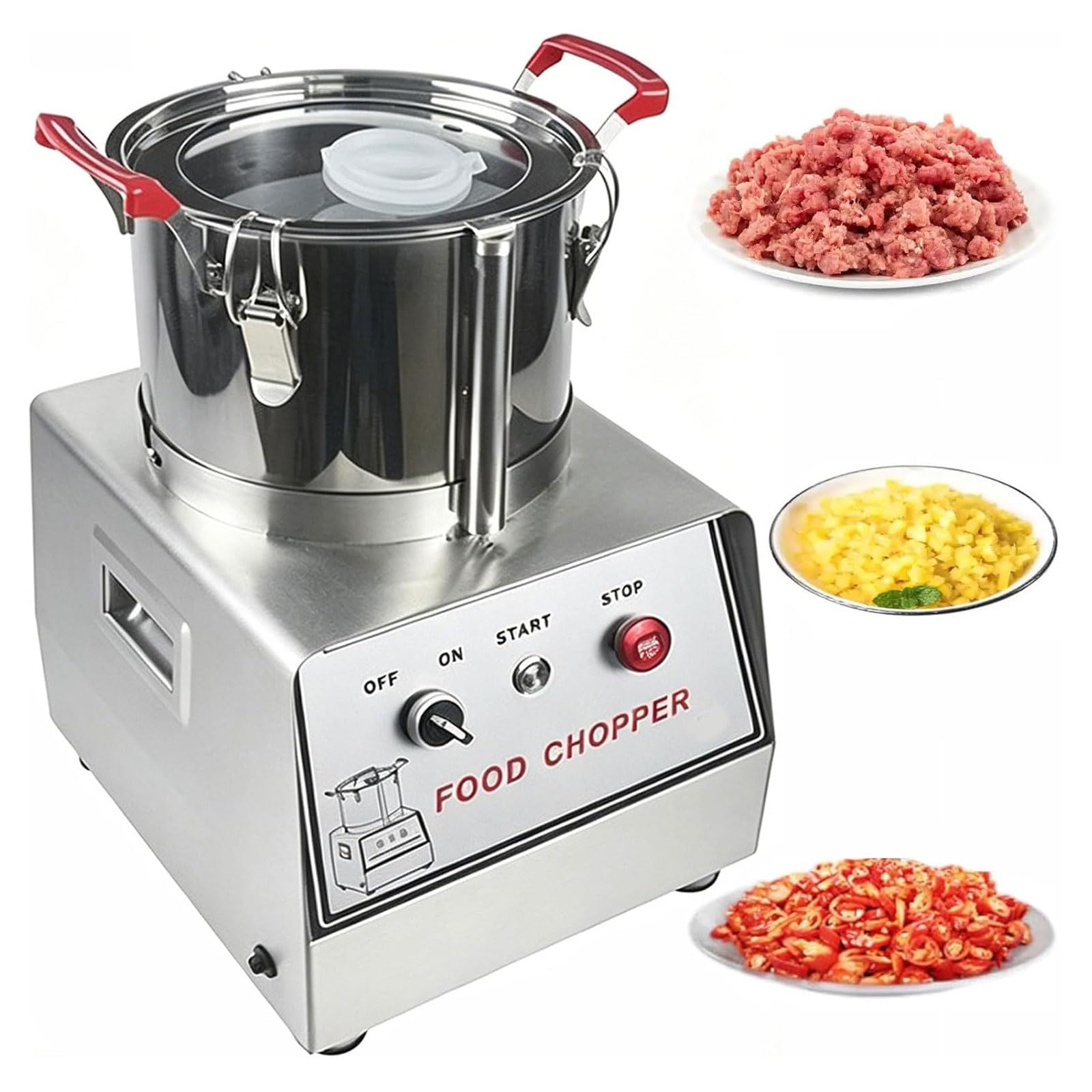 FHRKA Commercial Food Processor,5L/7L/10L/15L Heavy Duty Electric Vegetable Meat Grinder Chopper,Multifunction Food Chopping Machine (7L)