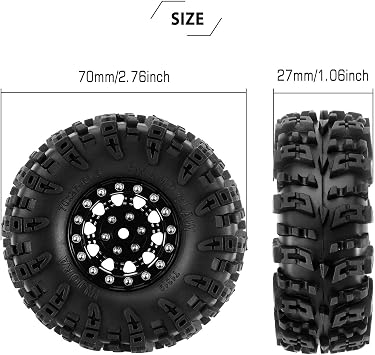 INJORA 1.3 Aluminum Wheels and Swamp Claw Tires for 1/18 1/24 RC Upgrade