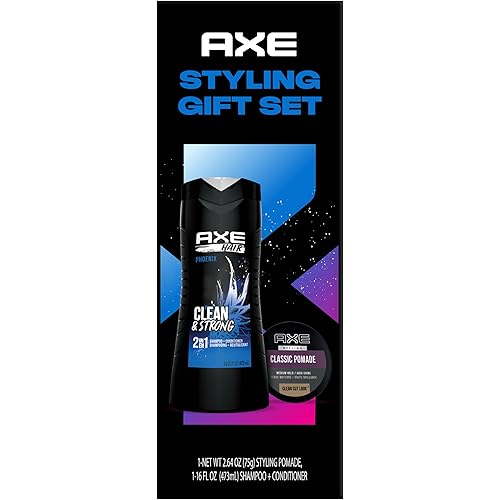AXE Men’s Hair Styling Set – Phoenix Clean & Strong 2-in-1 Shampoo + Classic Pomade, Signature Clean Cut Look, Medium Hold, High Shine