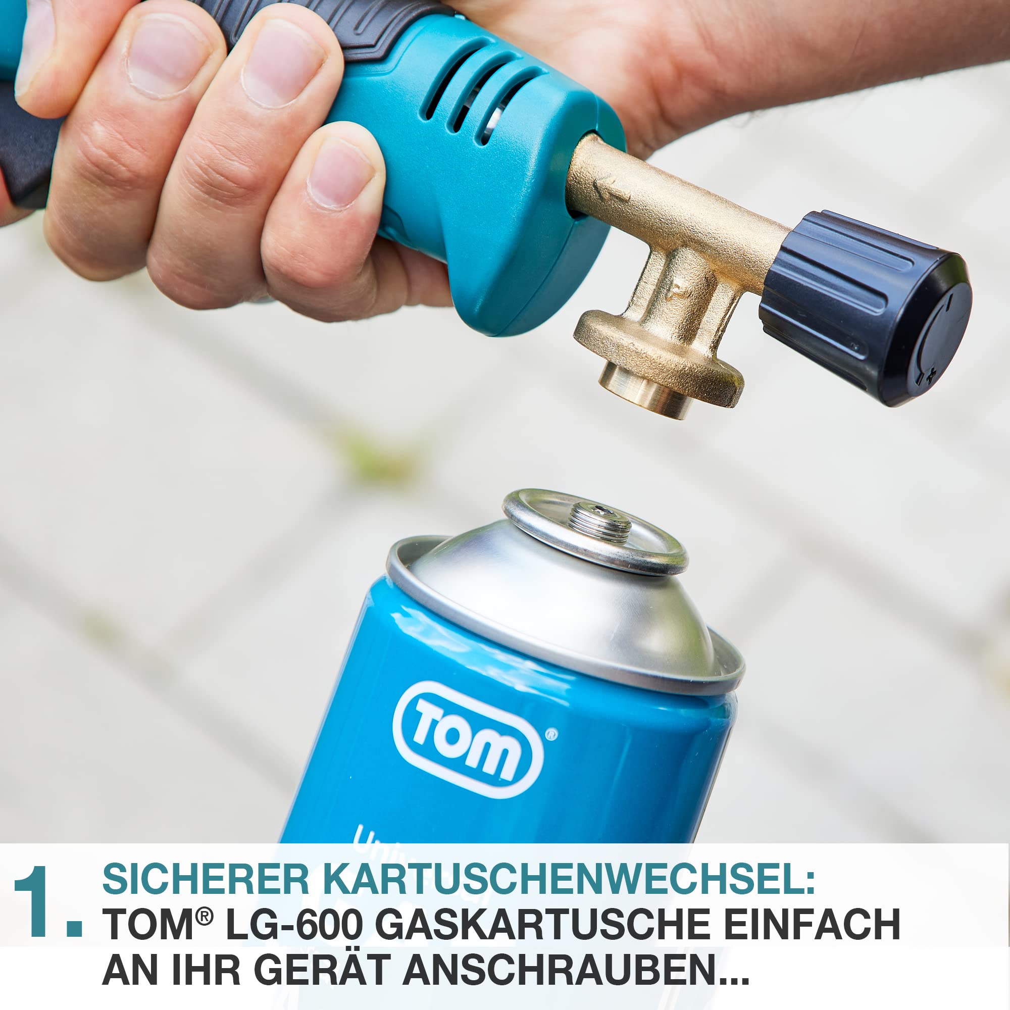 TOM 2 x, 4 x oder 8 x 330 g Universalgas Kartuschen mit Schraubgewinde 600 ml – Propan/Butan Gas Kartuschen LG-600 sind ideal für Unkrautbrenner, Abflämmgerät, Lötbrenner, Gaslampe & Co.