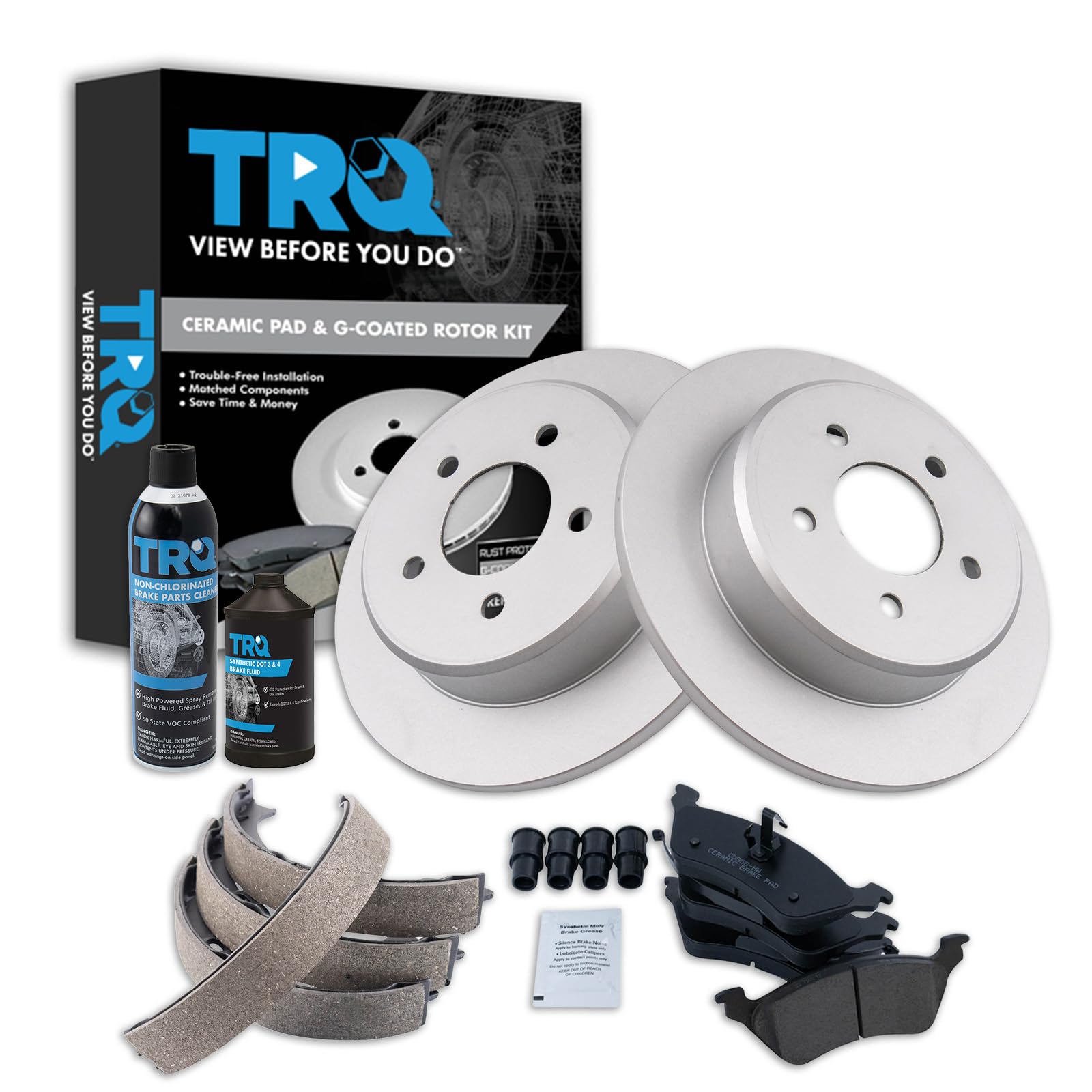 TRQ Rear Brake Pad &amp; Rotor Kit Compatible with 2001-2007 Chrysler 2001-2007 Dodge