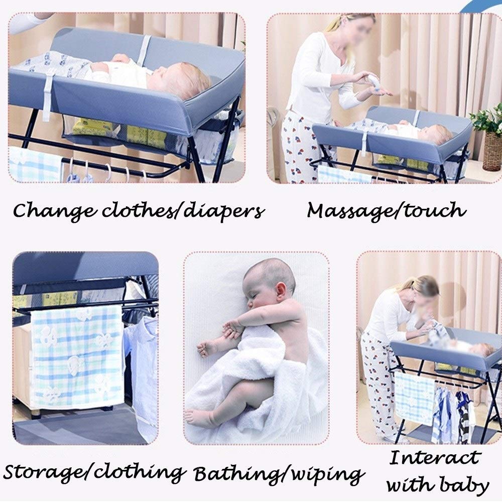 MObyat Baby Fasciatoio,Fasciatoio per Neonati, fasciatoio Multifunzione a Gamba Incrociata per Neonati, Organizer Portatile per Pannolini con Contenitore - fasciatoio a 3 Colori