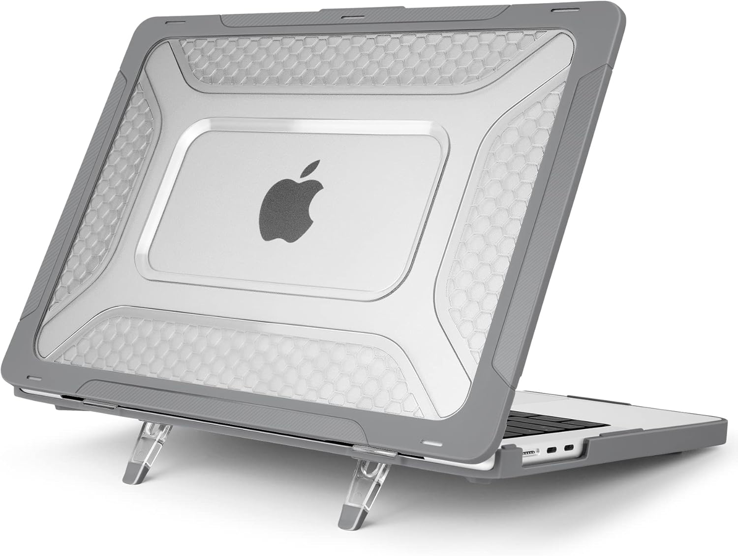 Batianda Extreme Heavy Duty Case for New MacBook Air 13.6 inch 2025 M4 2024 2022 A3240 A3113 A2681 - Anti-Slip Rubberized Stand (Holds 25lbs) Honeycomb Exoskeleton Max Cooling & Stability - Grey - Image 3