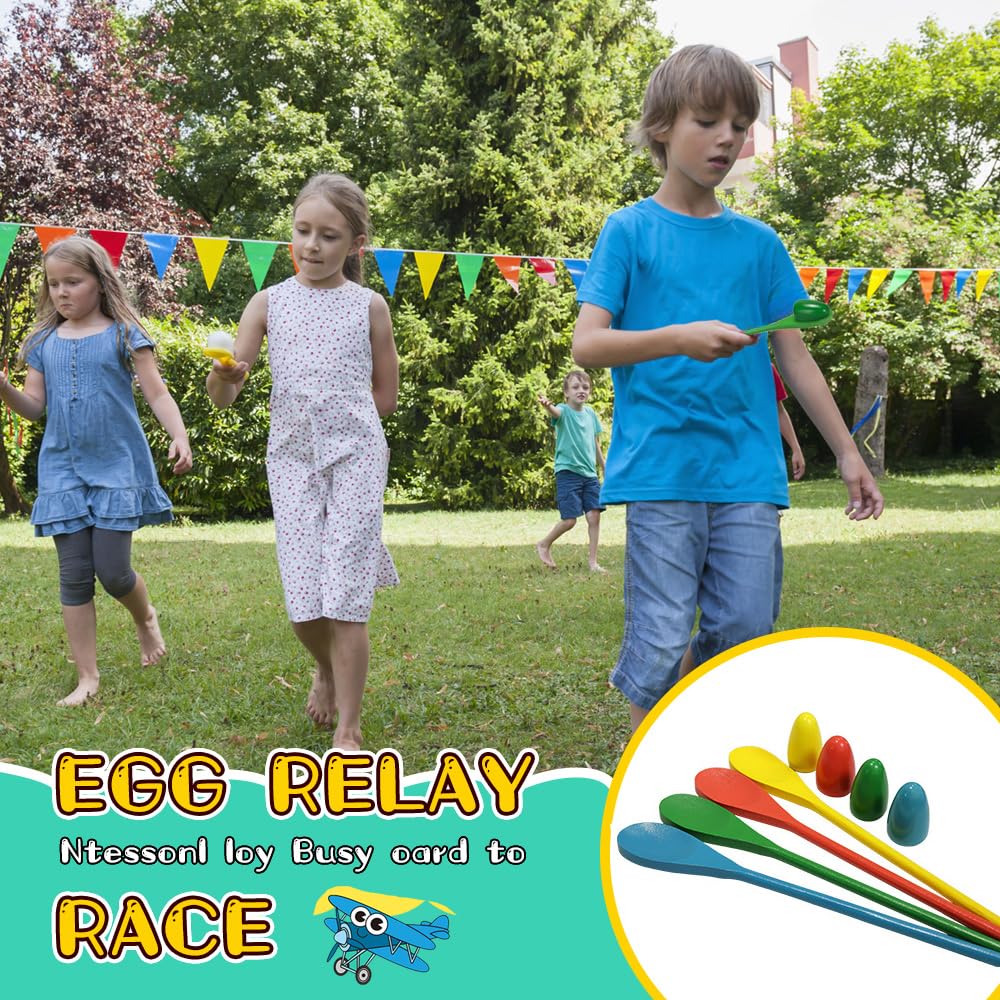 Jeux Exterieur Enfant, 4-in-1 Ensemble de Sports Day Jeux avec Médailles, Course À 3 Pattes, Course en Sac, Course Aux Oeufs, Jeux de Plein Air, pour Anniversaires, Journée Sportive, Kermesse