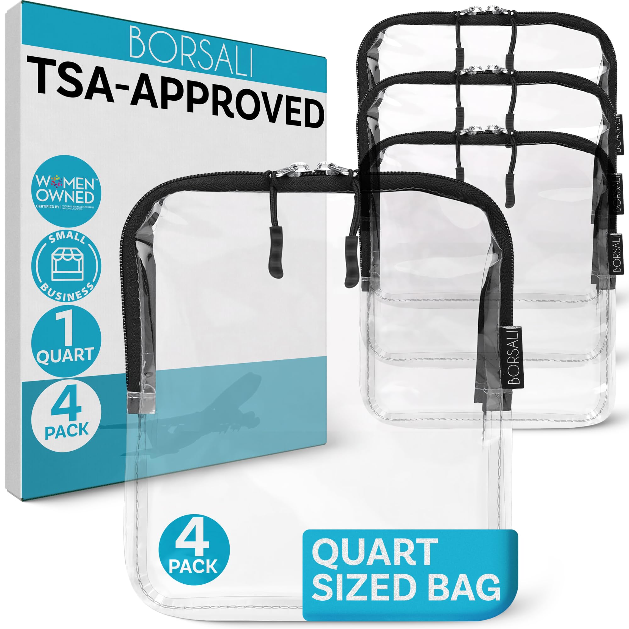 Borsa trasparente Quart, Trasparente, Confezione da 4