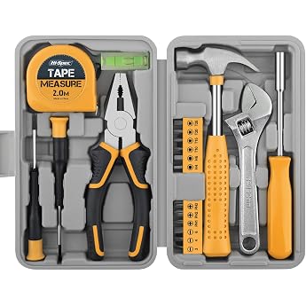 Hi-Spec Mini Book Size Tool Set - Compact Tool Set | 20 pieces with small hammer, screwdriver, pliers, bits and spirit level.