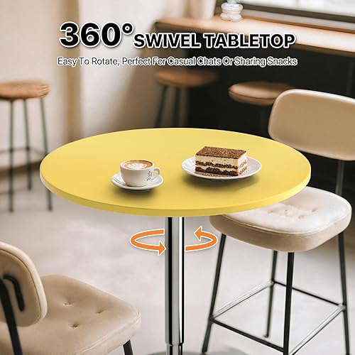Miniatura 63 de Magshion Mesa de bar redonda de 31 pulgadas, altura ajustable, 26-35 pulgadas, mesa de pub con base ampliada para sala de estar, patio, bistró,