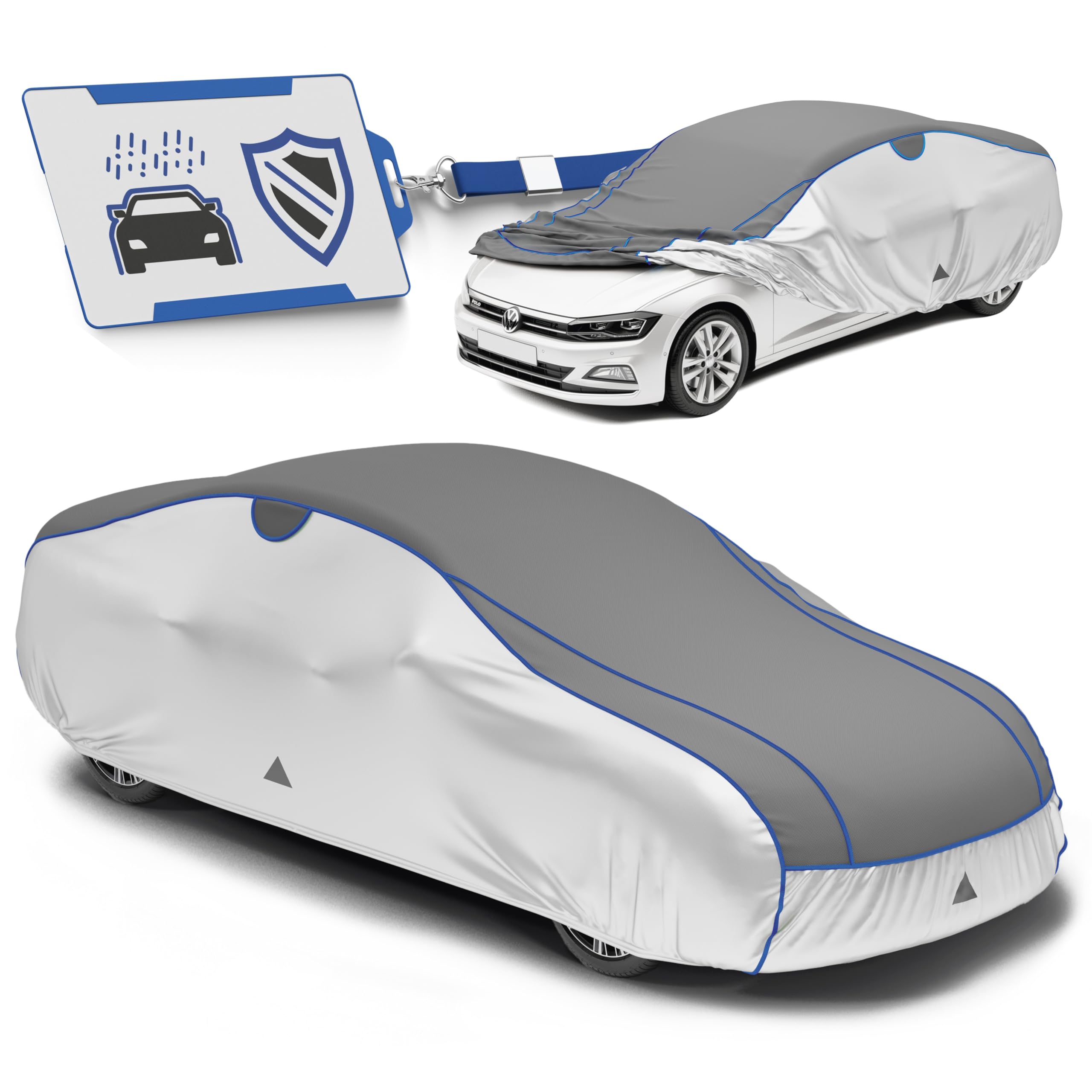 WALSER Housse de Protection Anti-grêle Voiture, bâche Anti-grêle, Housse de Voiture déperlante, Housse complète extérieure, Housse Voiture, bâche véhicule Voiture S Longueur Max. 350-400 cm - 1