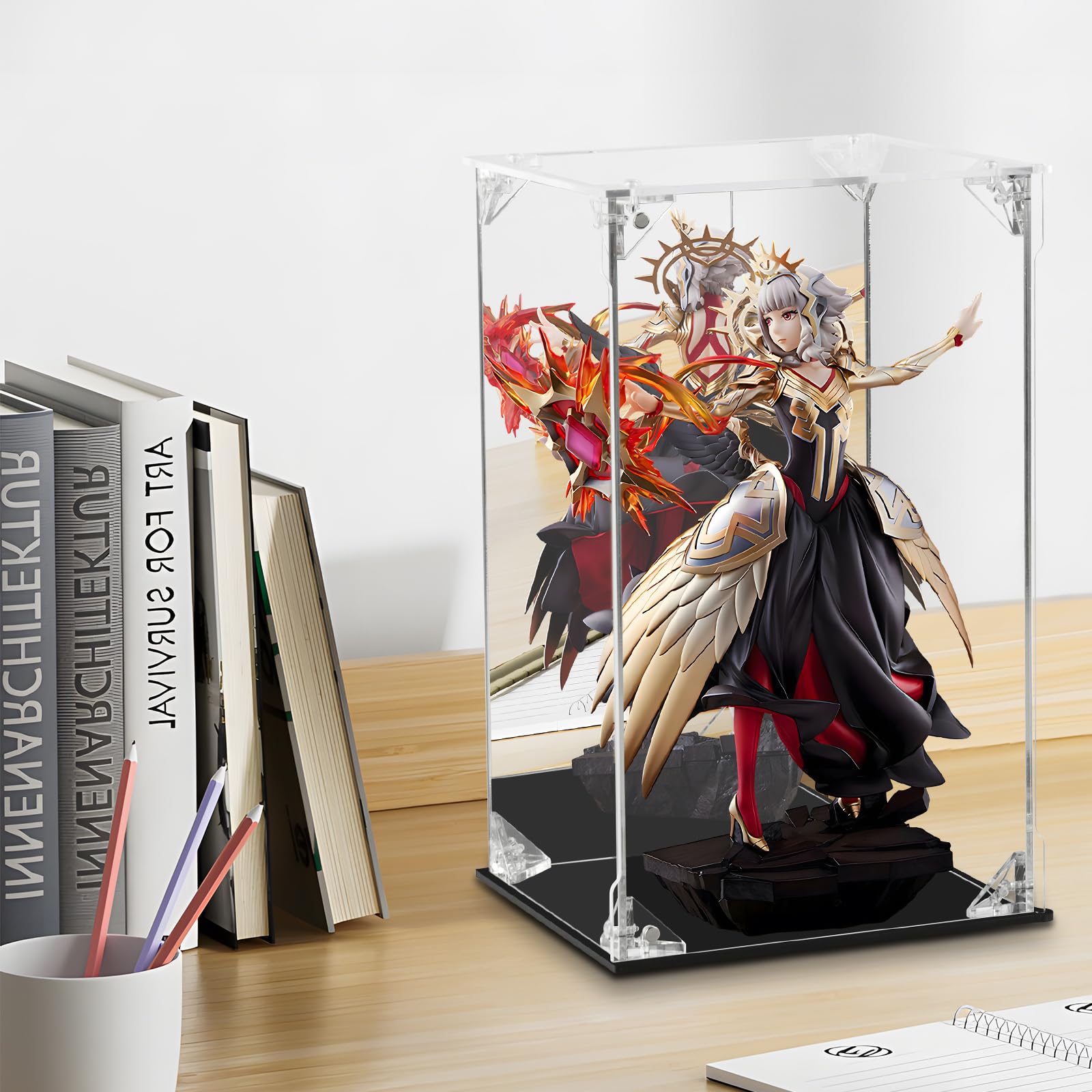 FHMIDIC Acryl Vitrine, 3-Schicht XL Groß transparente Vitrine für Sammlerstücke, Staubdichte