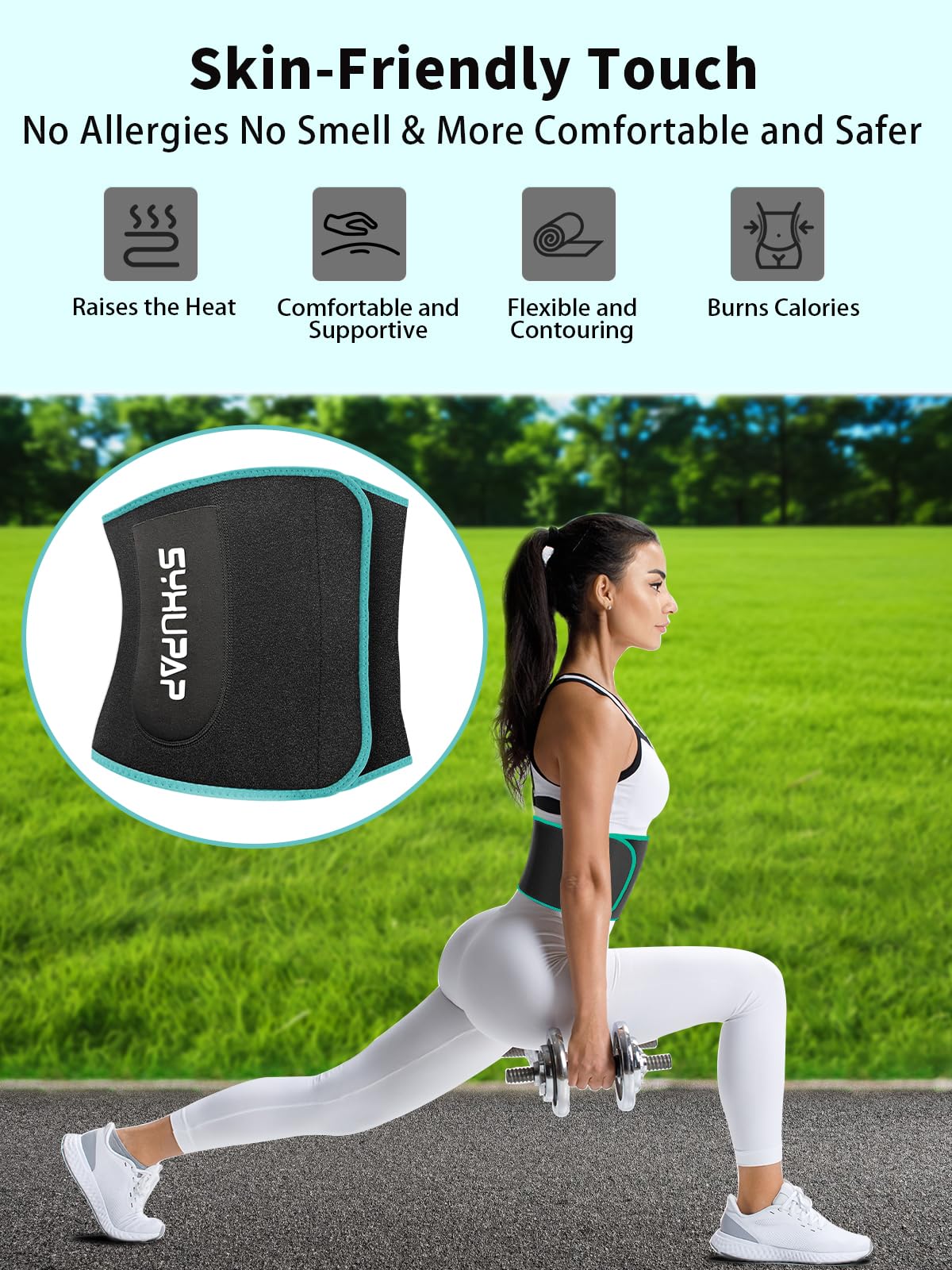 SYXUPAP Taillentrimmer für Damen und Herren, Taillentrainer, Neopren, Rückenstütze, Fitnesstrainer für Männer und Frauen, Laufen und Workout