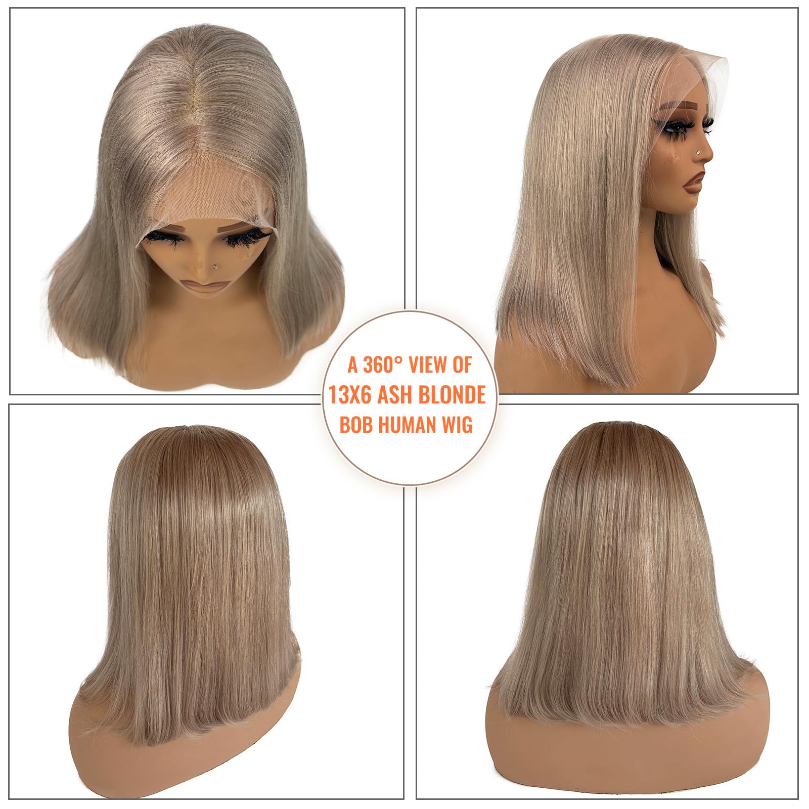 Amazon.com : Ash Blonde Bob 13x6 HD Lace Front Wigs Human 