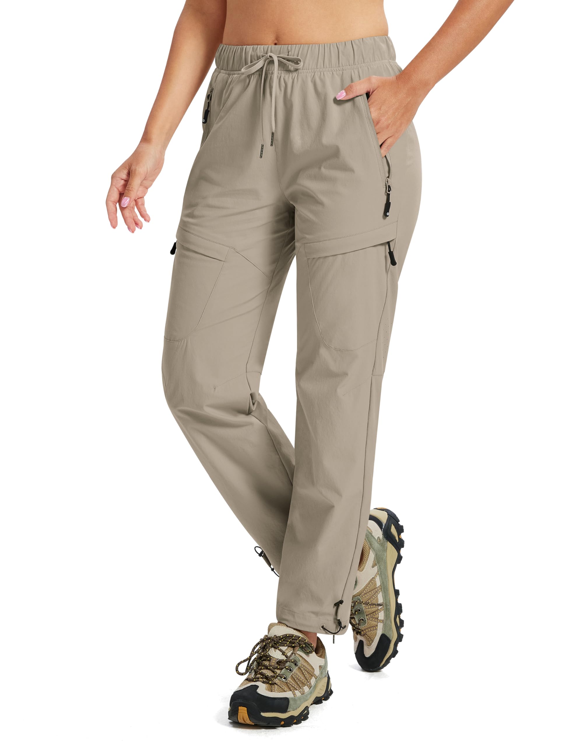 MoFiz Pantalones Trekking Mujer Cargo Senderismo Trabajo Pantalón Transpirable Repelente al Agua con 5 Zip Bolsillos