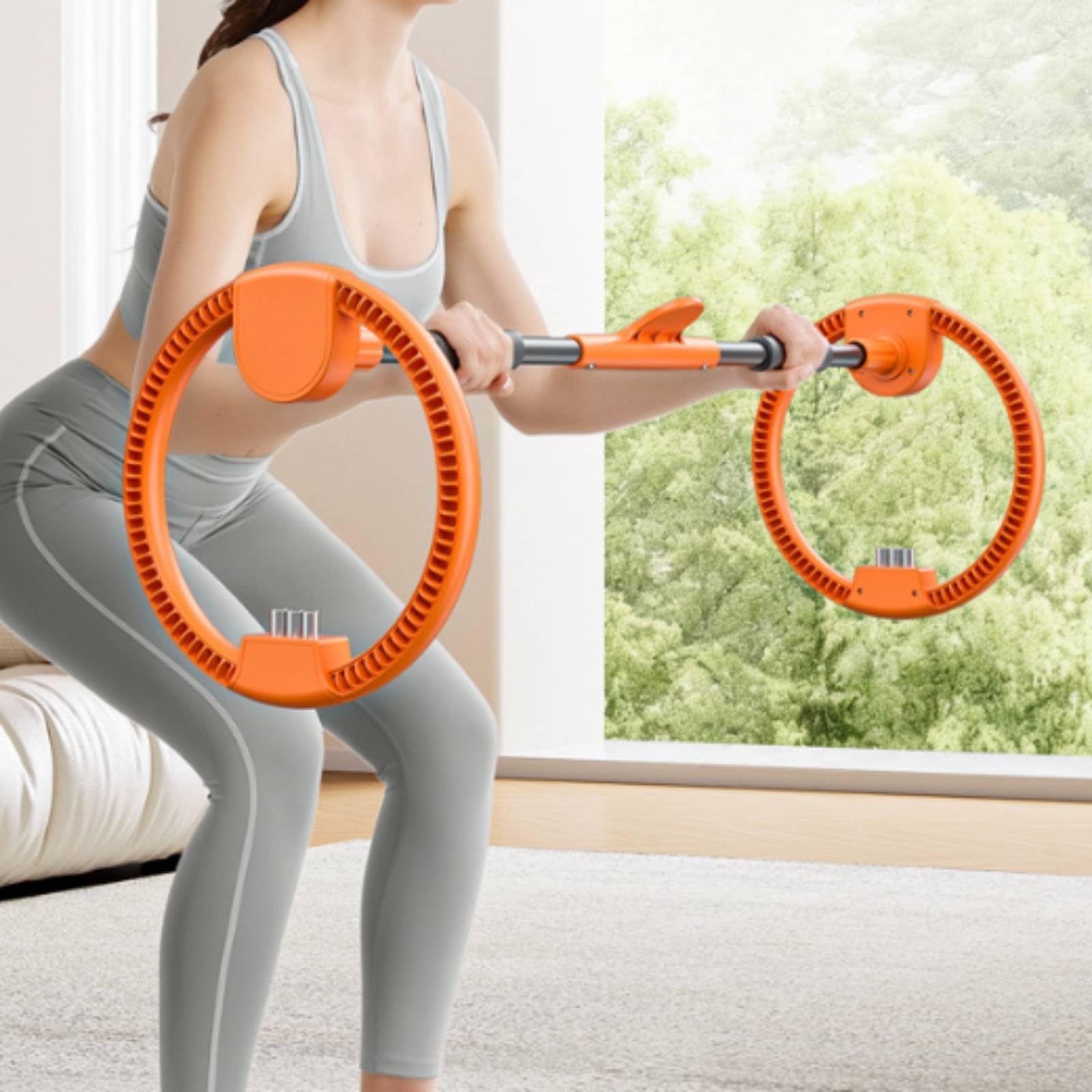 Fitness Hoop Trainingsreifen Bauch Beine Po Workout Reifen Sportgerät mit Gewichtssystem Einsatzblöcken Stabilität durch Stahlkern Ruhiger Lauf
