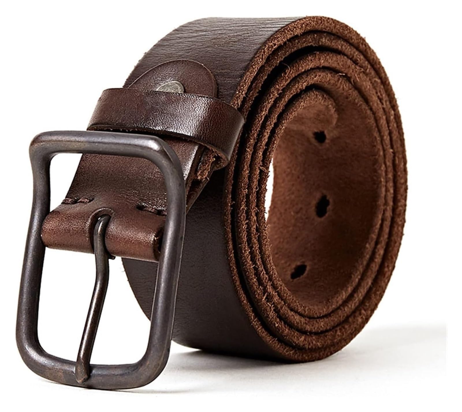 Cinturón ajustable de cuero genuino, Cinturón de cuero genuino for hombre, cinturones de diseñador, correa de lujo for hombre, hebilla Vintage de moda for pantalones vaqueros(Coffee,Length 110cm)