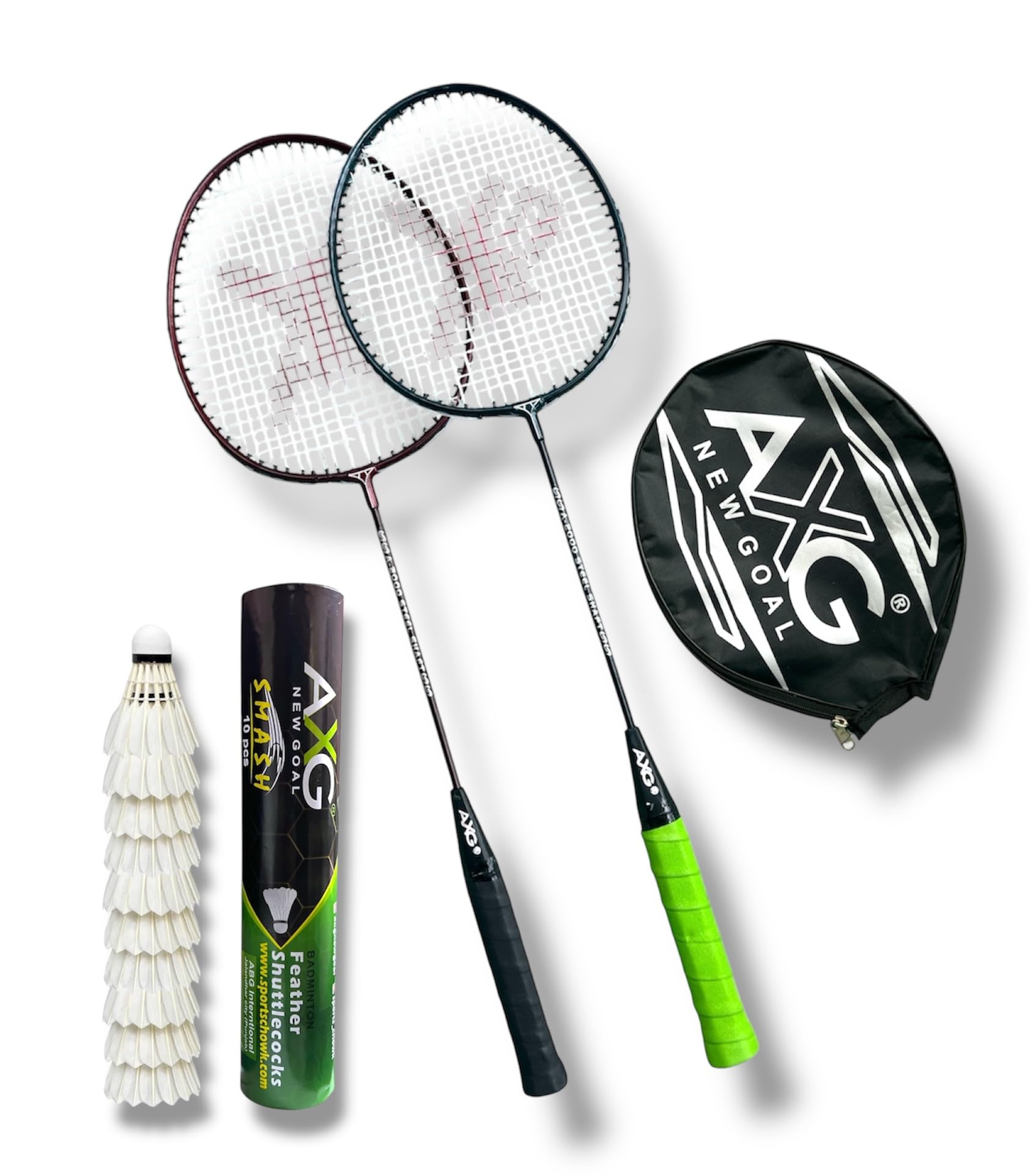 Scratch Resistant A-2000 Badminton Racquets Set of 2 with 10 Feather Shuttles Badminton Kit (Multi)-image-15