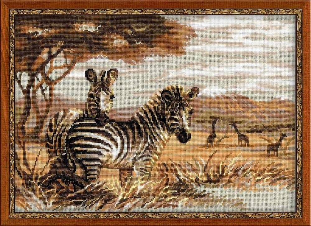 Riolis Multicolor Cross Stitch Kit - 1143 - Zebras In The Savannah