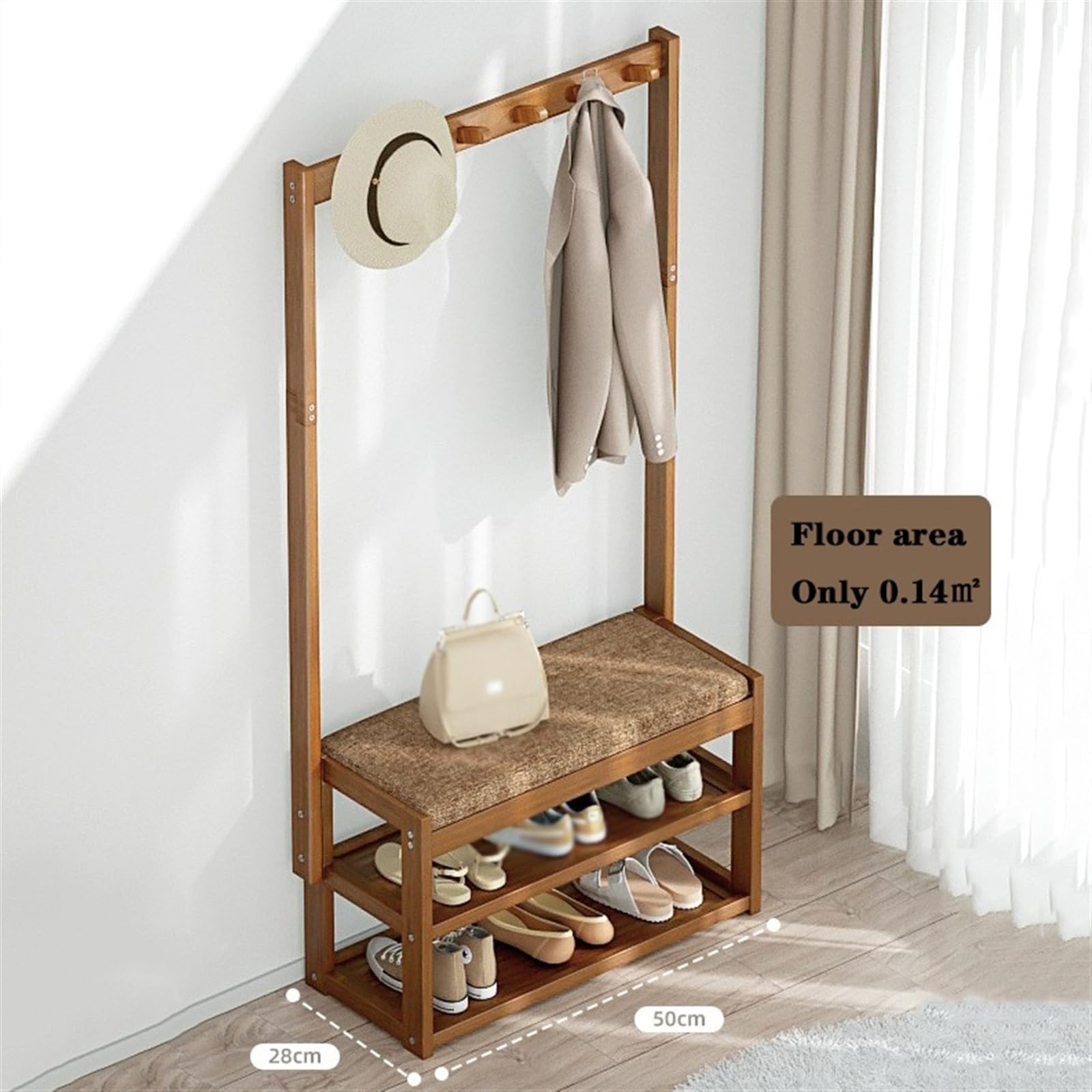 Zapatero Perchero Banco de Zapatos, Banco de Almacenamiento de Zapatos con Asiento Acolchado, árbol de Pasillo 3 en 1, Estante Organizador de Zapatos for Entrada Mostrar Estante(60cm)