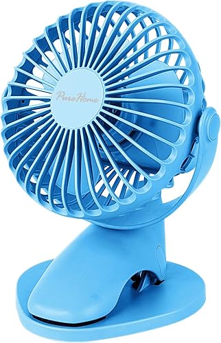 Ventilador de clip portátil que funciona con pilas, mini ventilador de mesa recargable por USB de 3 velocidades con fuerte flujo de aire, rotación