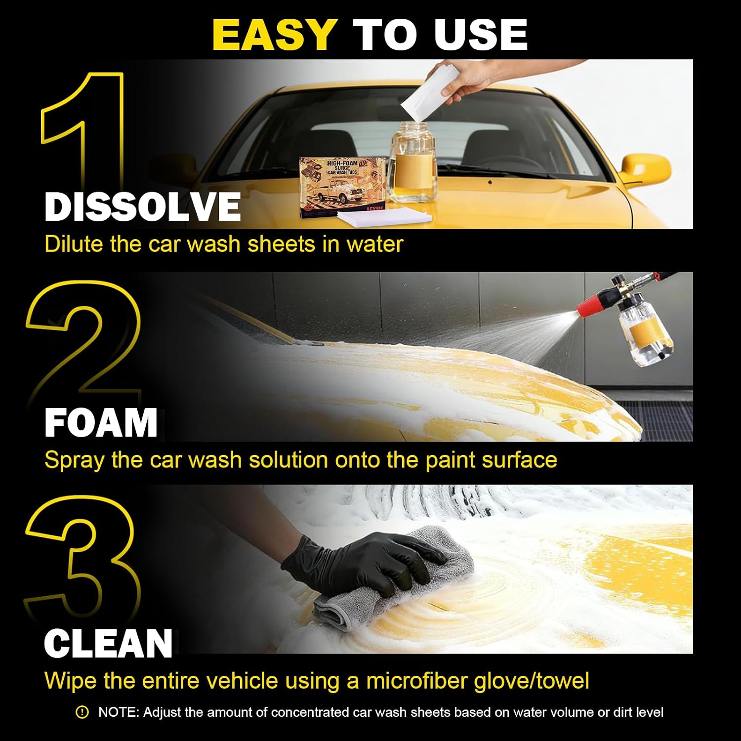 Car Wash Soap Strip 16 tablets (5g each)，Super concentrated high-foam car wash soap Sheets，Dissolves in 5 seconds, deep cleaning, eco-friendly bottleless design car soap
