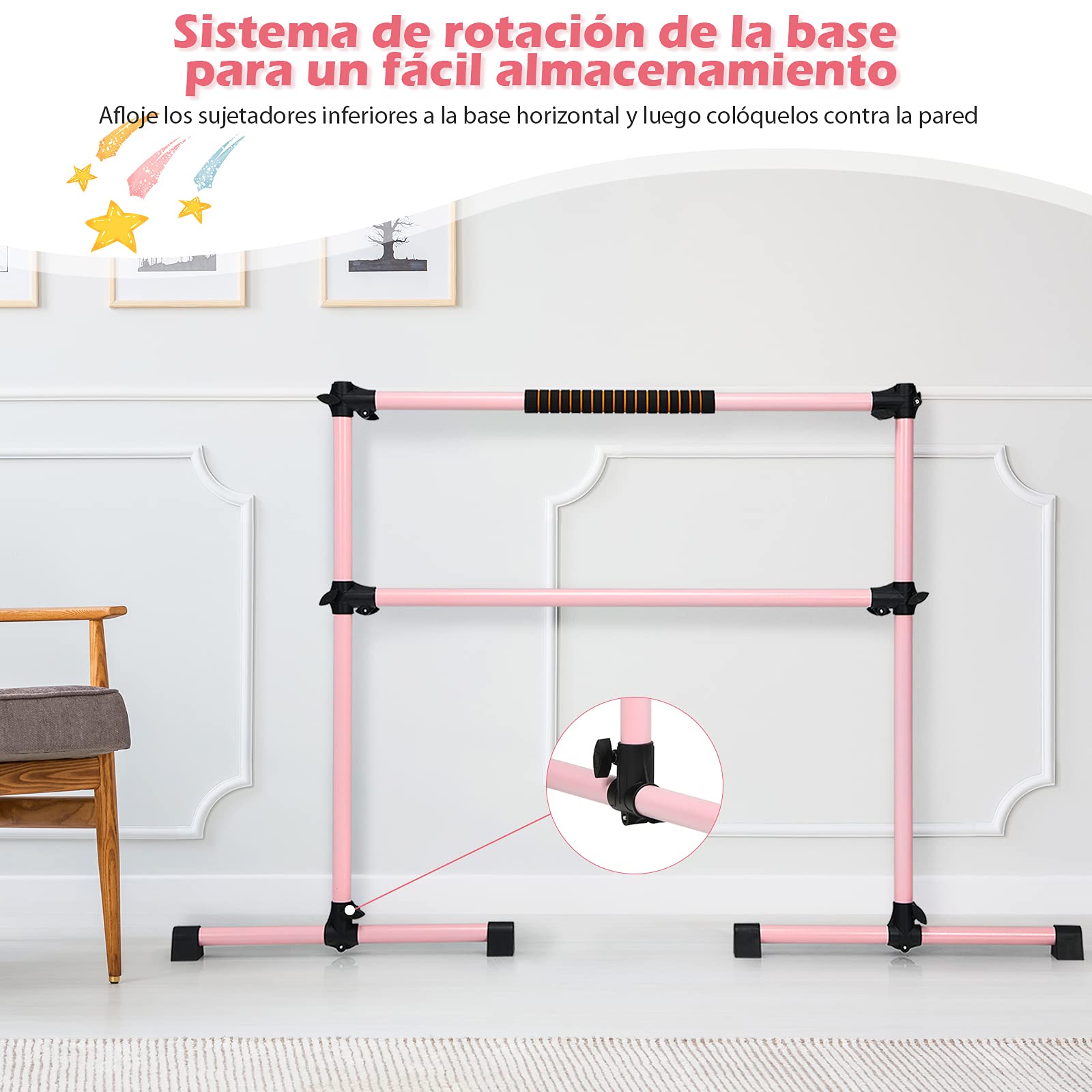 COSTWAY Barra de Ballet Independiente Móvil Altura Regulable 50 kg