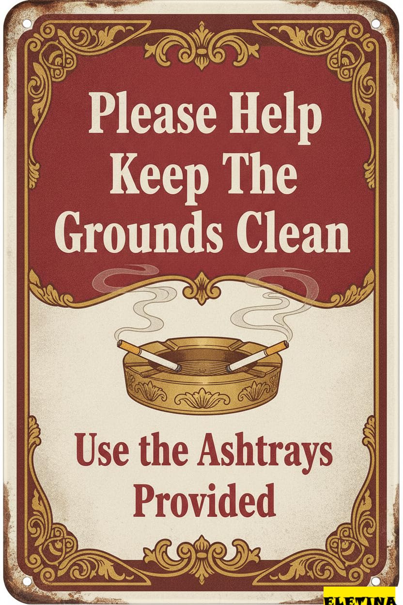 Please Help Keep The Grounds Clean Metal Vintage Street Warning Sign High Way Fence Yard Street 8x12in