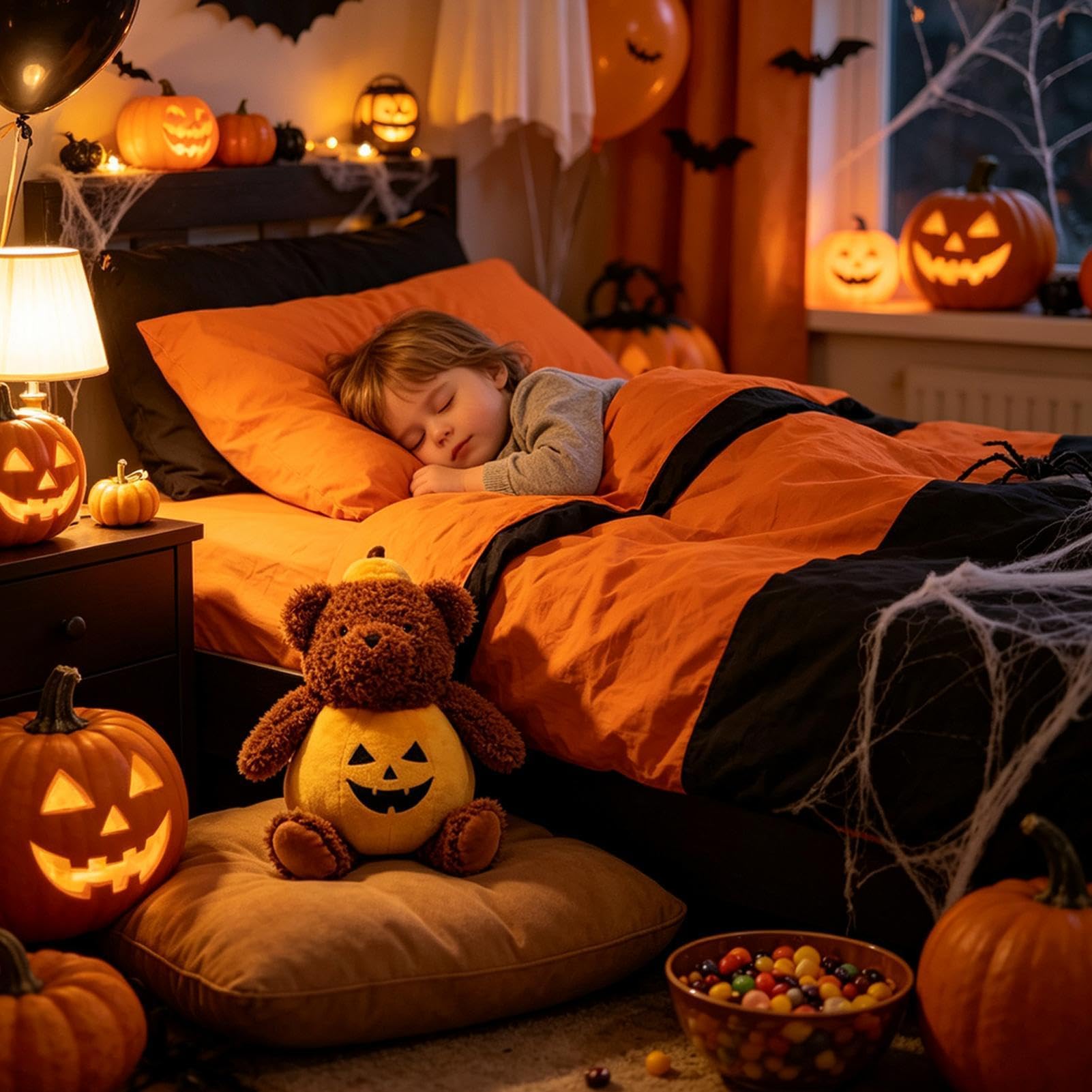 Peluche di Halloween, zucca, morbido cuscino