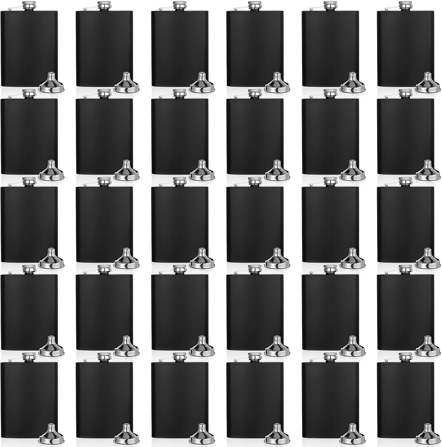 Hoolerry 30 Pieces Hip Flasks Set Stainless Steel Liquor Flask with Funnel Metal Leak Proof Flask Pocket Whiskey Flasks for Men Women Bridesmaid Wedding Party Supplies (Matte Black, 8 oz)