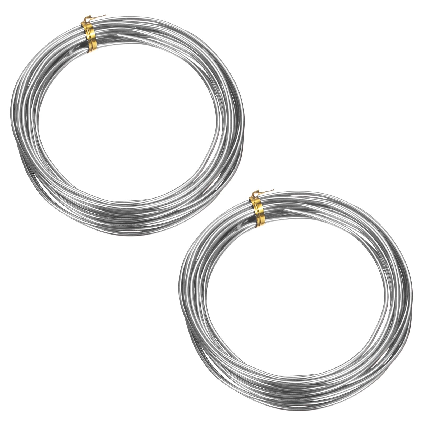 sourcing map 2 Roll Bonsai Wire 2mm Each Roll 16.4ft (5m) Anodized Aluminum Bonsai Wire for Gardening Tree Branch Fixing DIY Crafting, Silver