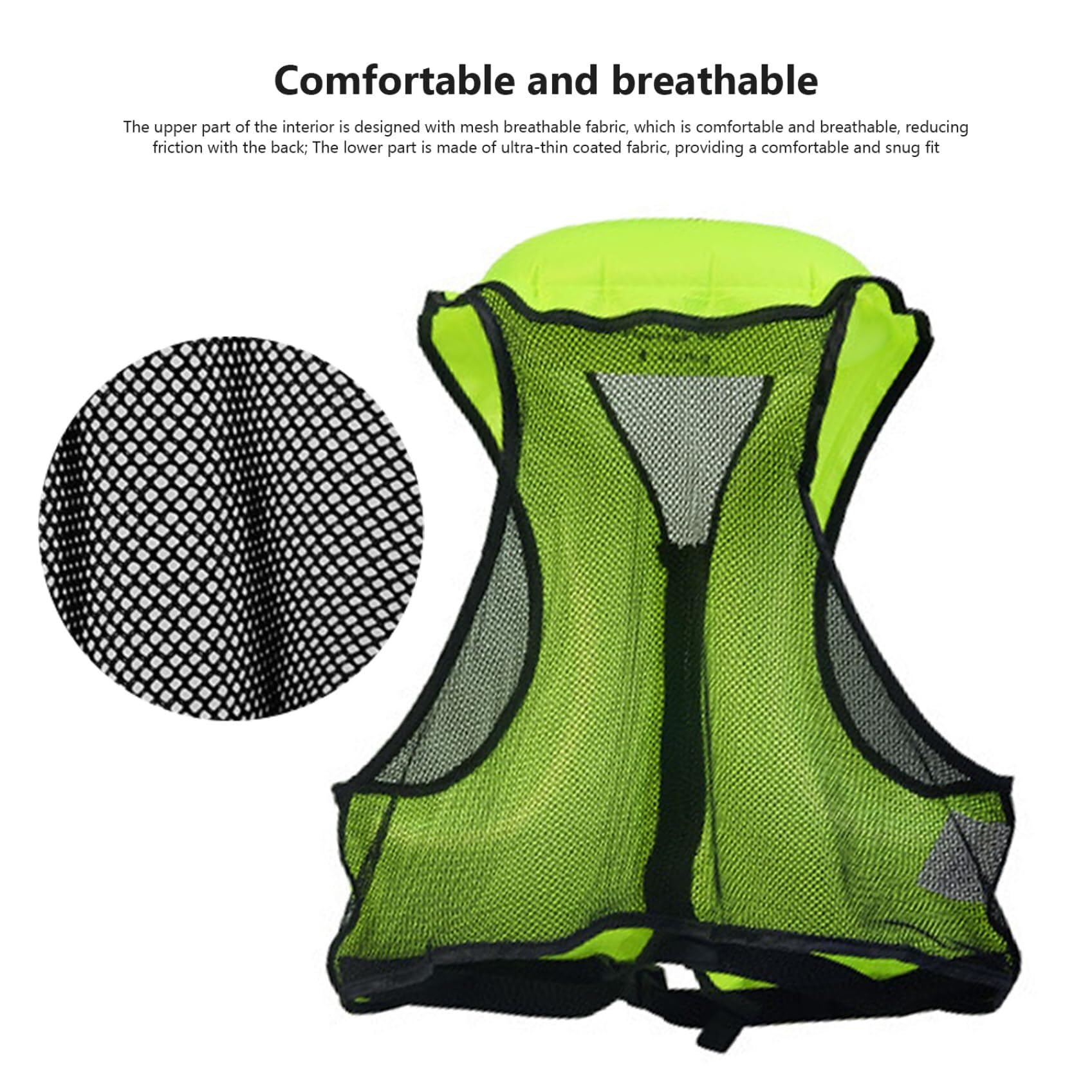 Chaleco de Pesca con Mosca Construcción Ligera Poliéster PVC con Válvula Aire Rápida Costuras Ordenadas Tonos Vivos para Pesca Lago Pasatiempos Costa Exteriores
