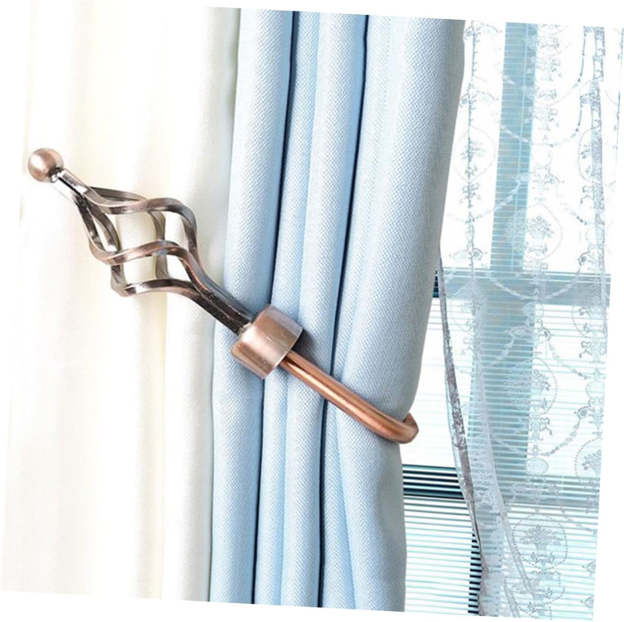 Set of 2 Bronze Pleated Curtain Hooks Tiebacks Drapery Holdbacks for Windows (Gold) Random Color